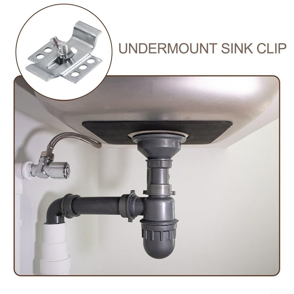 Besttoolifes Kit di 10 clip per lavello sottotop in acciaio resistente, staffe di supporto per piano di lavoro del bagno e della cucina, resistenti alla ruggine, fissaggi regolabili per lavello