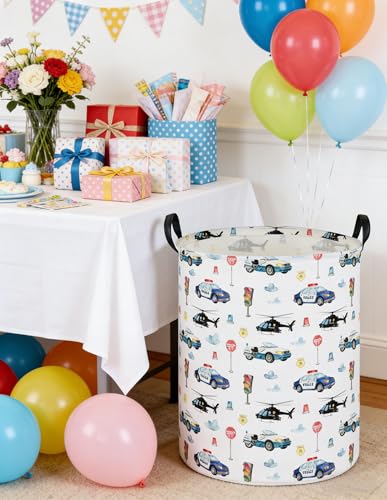 Image of Police car Laundry Hamper,City Car Baby Laundry Hamper Kid Storage Basket,Collapsible Fabric Storage Container,Kids Laundry Basket,Gift Baskets,Toy,Home Organizer(Police car)