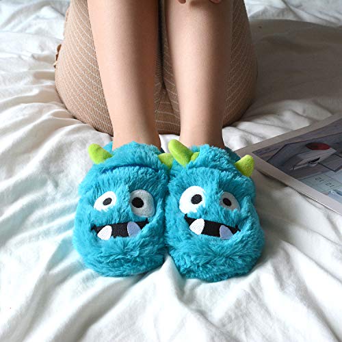 La Plage DM-217-BLUE-US 11 Boys Slippers Cotton-Shaped Monster Upper House Cartoon Slippers Size Toddler 11 Us Blue thumb #6