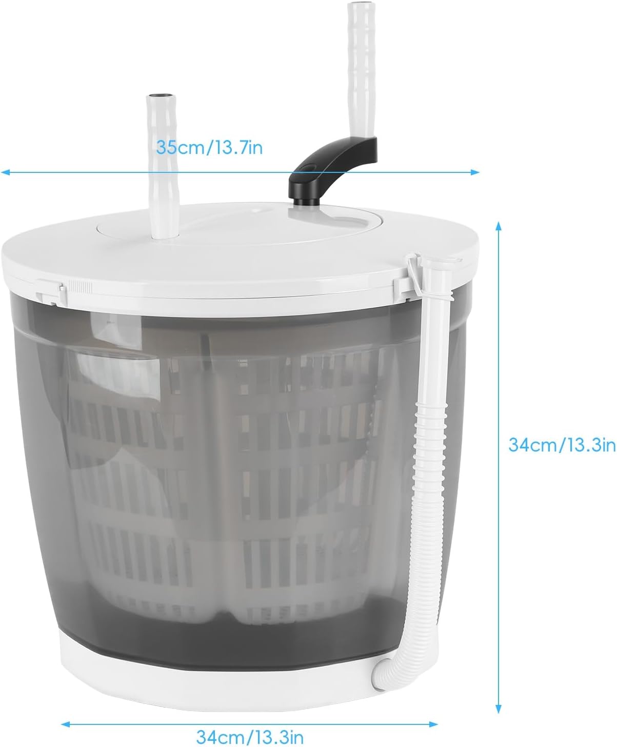 2-in-1 Manual Portable Washing Machine, Hand Crank Washer & Spin Dryer, No Electricity Needed for Camping, Dorm, Travel, with Suction Cup Base, 2kg Capacity, Non-Electric Laundry Basket Sky