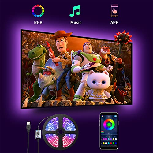 Tiras Led Usb Tiras LED TV, Romwish 4.5M Tira LED USB RGB con APP, 16 Millones Colores DIY 5050 SMD,Sincronización de música Iluminacion...
