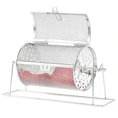 MXOYOXM 7.09“ x 4.72” Raffle Drum,Silver Raffle Ticket Wheel Spinner with Stand Compact Raffle Ticket Holder Drum Cage Holds Up to 600 Tickets Ideal for Game Events