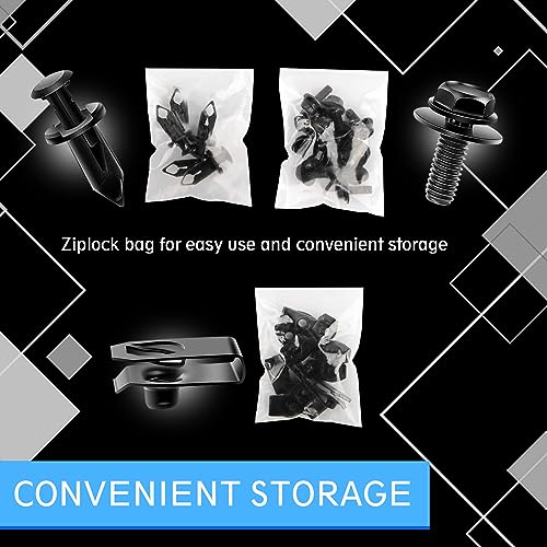 ZKFAR 35 PCS Engine Under Cover Splash Shield Body Bolts, Fender Liner Push Retainer, Bumper Clips U-Nuts Kit, Retainer Rivets Clips, 3 Sets Hardware Kit (Black) - Thumbnail 5