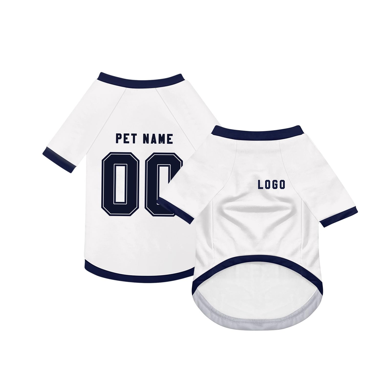 Personalized Pet Soccer T-Shirt Custom Name Number Team Logo Moisture Wicking Lightweight Football Jersey for Puppies Kittens Daily Walking & Outdoor Playtime White