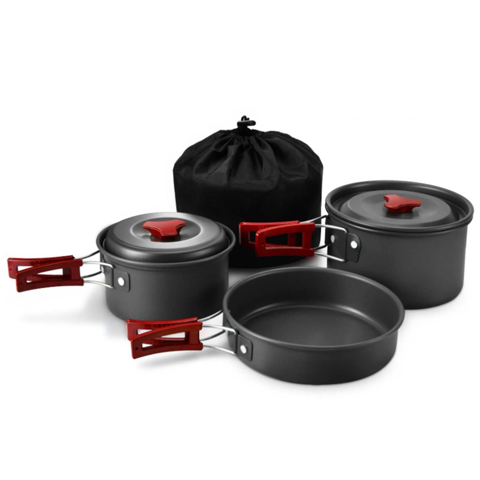 Outdoor-Set, Kleinteile-Tasche, Aluminium-Pfanne, Suppen-, Camping-Ausrüstung, Gewürzglas mit Kochgeschirr (A 18,5 x 10 cm)