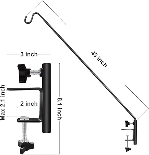 Miniatura 7 de ERYTLLY Gancho de cubierta de alcance extendido para poste de pared, gancho extensible y soporte de pared de 43 pulgadas para colgar comedero de