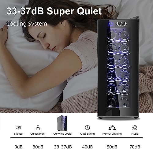 image for GEVEELIFE Wine Cooler Refrigerator, 12 Bottle Wine Fridge Small, Frees