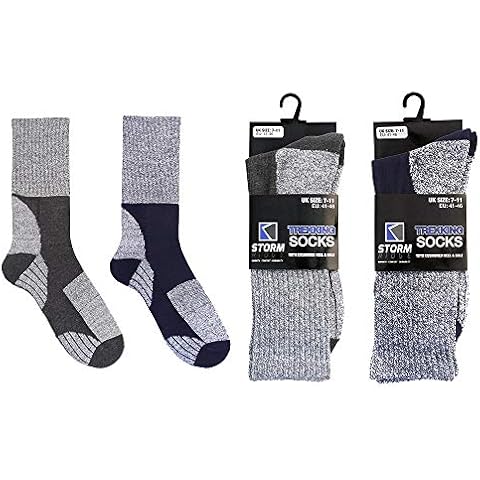 2 Pairs Of Men's Walking Socks Trekking Hiking Ski Work Boot Adults 6-11 Cover