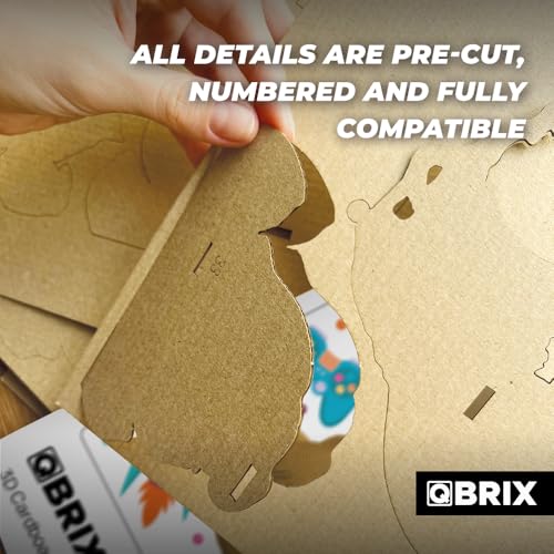 Image of QBRIX Dinosaur Gamer 3D Puzzle for Adults, DIY Craft Kit for Home Decor, 3D Model Kit for Teens 14+, Creative and Original Gift for Craftlovers, Cardboard Model Building Kit