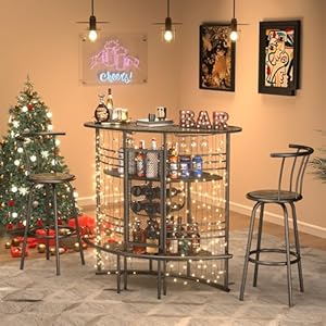 Vecelohomebarunit3tierliquorbartablewithstorageshelvesandwineglassesholderindustrialconerminicoffebarcabinetforhomekitchenpuboak Urban Country Home Decor Vecelo home bar unit 3 tier liquor bar table with storage shelves and wine glasses holder industrial coner mini coffe bar cabinet for home kitchen pub oak urban country home decor