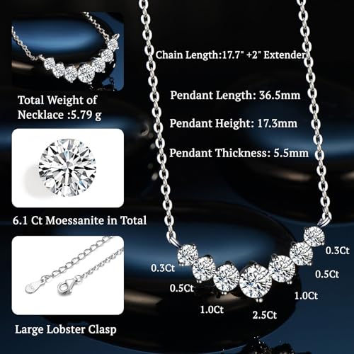 CNUGGCH Moissanite Pendant Necklaces for Women 0.5Ct-7.6Ct Jewelry for Wife Her Mom Daughter Girlfriend Birthday Wedding Anniversay Engagements Gifts for Wife Christmas Valentine Mothers Day by CNUGGCH - Image 4