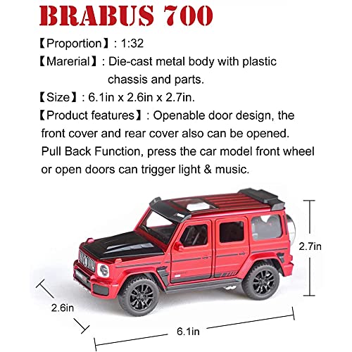 Image of New 1:32 BB700 Diecast Alloy Metal G Wagon Pull Back Car with Openable Doors Music Sound and Light Vehicle Toy Car for Kids Boys (Black)