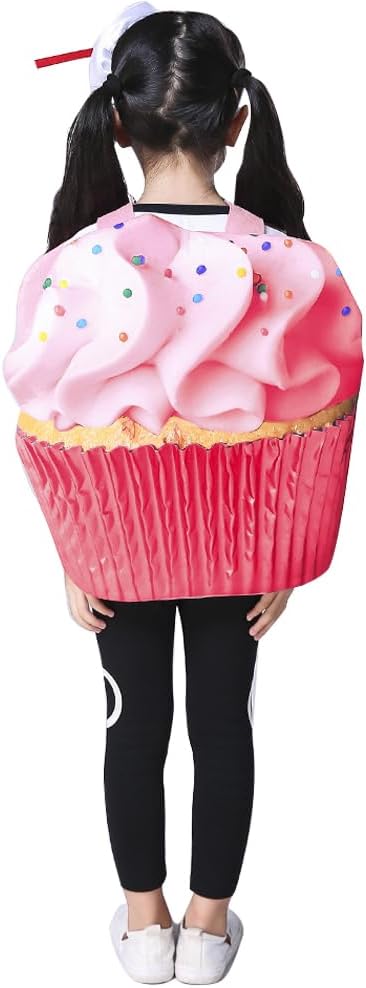 Cupcake Costume for Girls,Sweet Princess Cupcake Onesie with Cake Headpiece for Halloween Dress Up Party Gifts