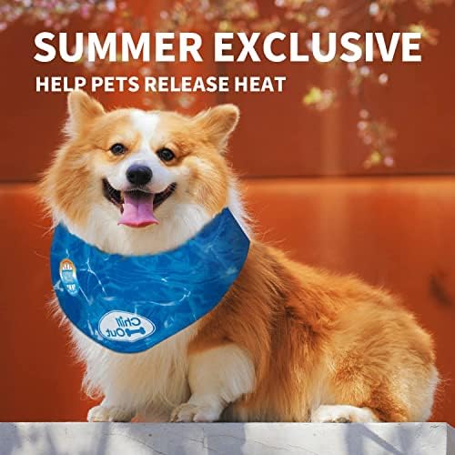 ALL FOR PAWS Chill Out Dog Ice Bandana, Instant Cooling Pet Bandana, Breathable Scarf Dog Cat Ice Collar for Summer, Blue, Neck Girth 44-52 cm /17.3-20.4 Inch(Large)