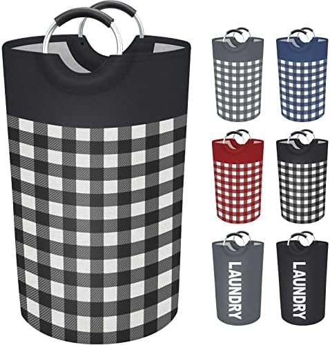 BlissTotes Large Laundry Basket Laundry Hamper Bag Washing Bin Clothes Bag Collapsible Tall With Handles Waterproof Travel Bathroom College Essentials Storage For College Dorm, Family (Black, L)