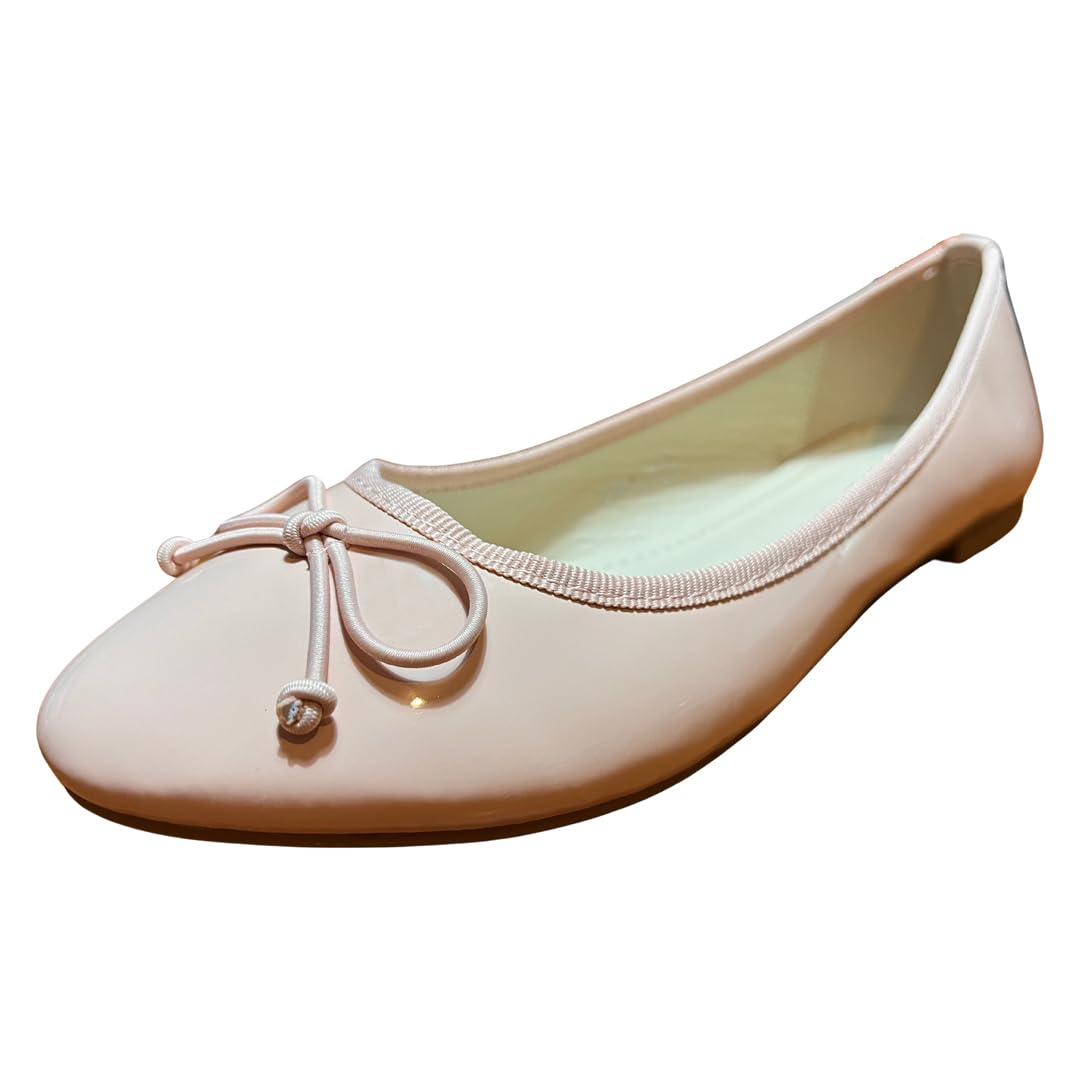 Generic Bailarinas Clásicas Mujer, Decoradas con Lazo Bonito, Bailarinas de Charol Rosa, Manoletinas Clásicas de Ante, Bailarinas Casual y de Vestir