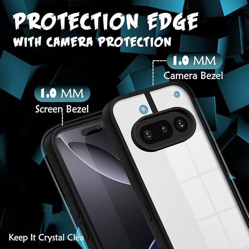 Image of V-TAN Back Cover for Nothing Phone 3A 5G Compatible Case, Transparent Clear, TPU, Camera Protective Shockproof Cover, Black