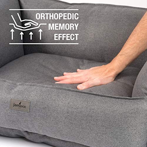 JAMAXX Premium Hundebett - Orthopädisch Memory Visco Füllung, Extra-Hohe Ränder, Waschbar, Hochwertiger Stoff mit viel Eleganz, Hundesofa PDB2018 (M) 90x70 grau