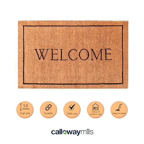 Calloway Mills AZ104813672 Welcome Border, 100% Coir Doormat, 3' x 6' x 1.50", Natural/Black by Calloway Mills - Image 3