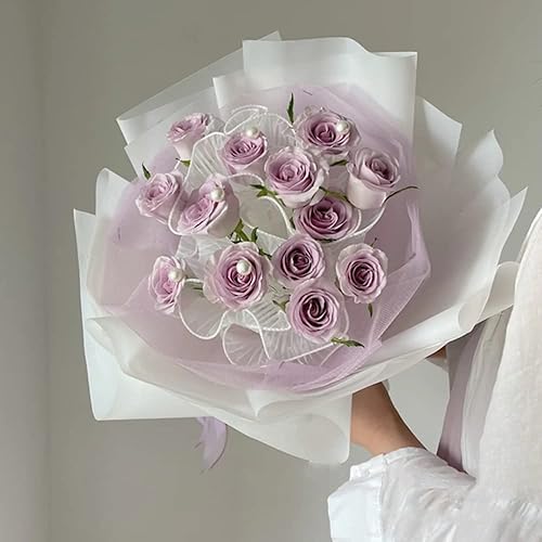 Miniatura 7 de BBJ WRAPS - Papel de envoltura de flores blancas, papel impermeable para envolver ramos florales, suministros de empaque para floristería coreana,