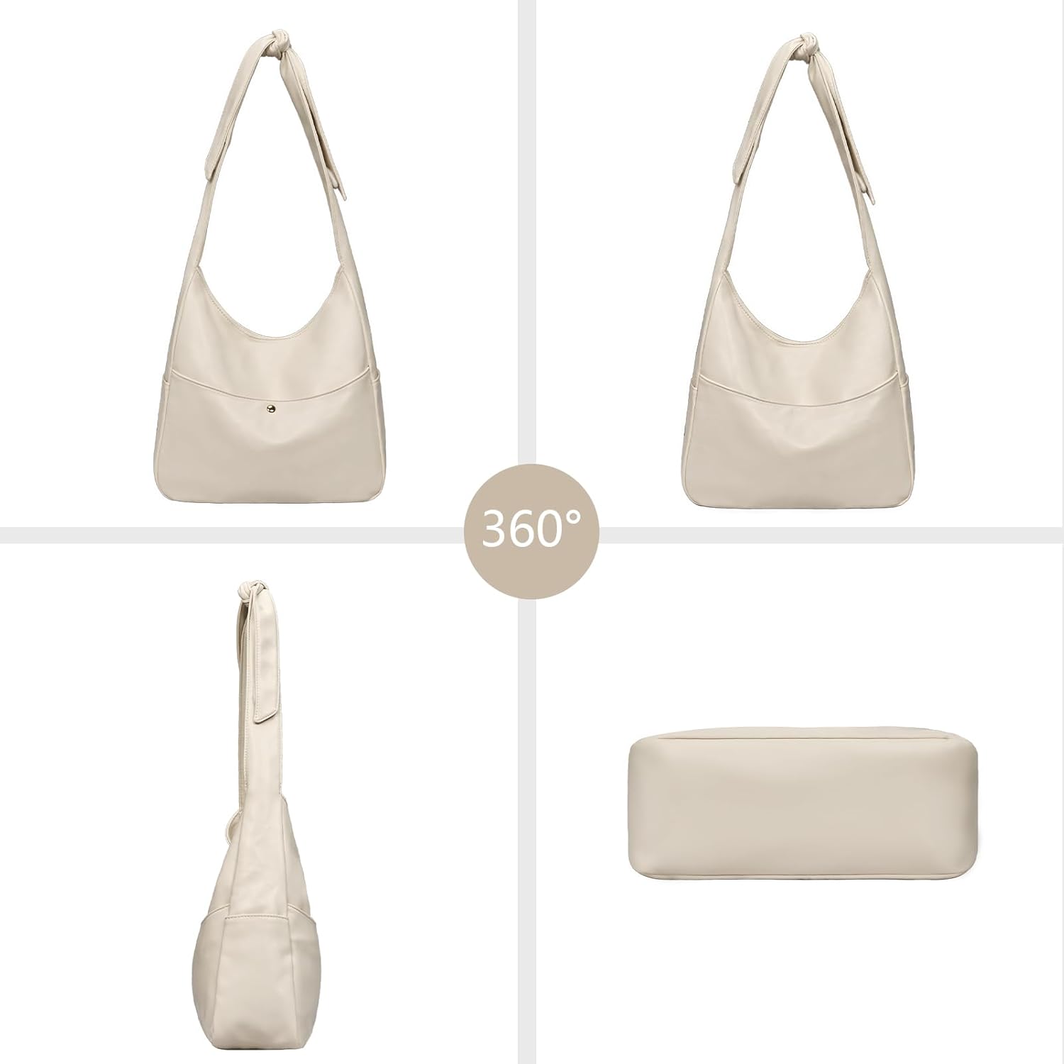 Large Hobo Bags for Women, Soft PU Leather Slouchy Tote Purse - Spacious Casual Shoulder Handbag for Work & Everyday Use - Image 6