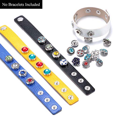 Snanr Mixed Lot Multi Color Rhinestone Metal Button Charms 12Mm Snap Button For Snap Jewelry Hm008 (30Pcs) #TOP4