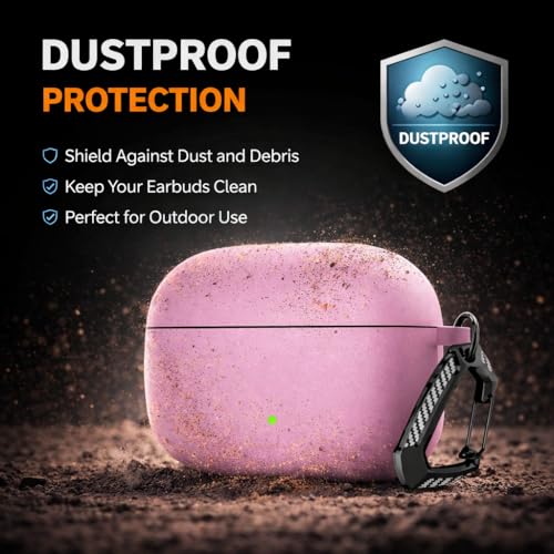 Image of Anvique Silicone Case Cover for Oneplus Nord Buds 4 Pro, Scratch Resistance, Shock Absorption, with Premium Carabiner (Pink T)
