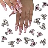 20PCS Nail Art Charms White Pink Planet Nail Charms 3D Shiny Nail Supplies with Rhinestones Saturn S