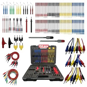 Multimeter Test Leads Kit 114PCS Multimeter Leads Kit Multi Function Electrical Back Probe Kit Efficient Automotive Circuit Test Leads Kit Relay Wire Terminal Test Diagnostic Tool with Alligator Clips