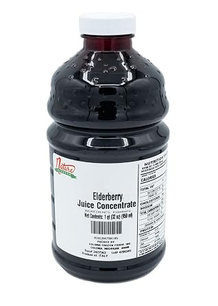 Nature Blessed 100% Pure Elderberry Fruit Juice Concentrate - 1 Quart 1/32 fl oz bottle, Excellent for Home Brewing, Vintners, Smoothies