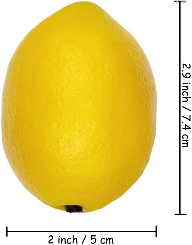 Faux Yellow Lemons Artificial Fruits Fake Lemon Lifelike Simulation for Lemonade Party Kitchen Table Decorations Garland Photography Props, 5 Pack