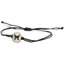 Butterfly Bracelet for Men & Women - Stainless Steel Butterfly Charm on Adjustable Black Cord - Natures Graceful Symbol of Transformation - Hypoallergenic Unisex Jewelry