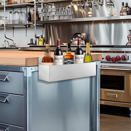 Image of 2 PCS 15 Inch Single Speed Rail Stainless Steel Liquor Bottle Holder Wall Mounted Spray Bottle Rack Drink Rail Shelf for Bars, Restaurants
