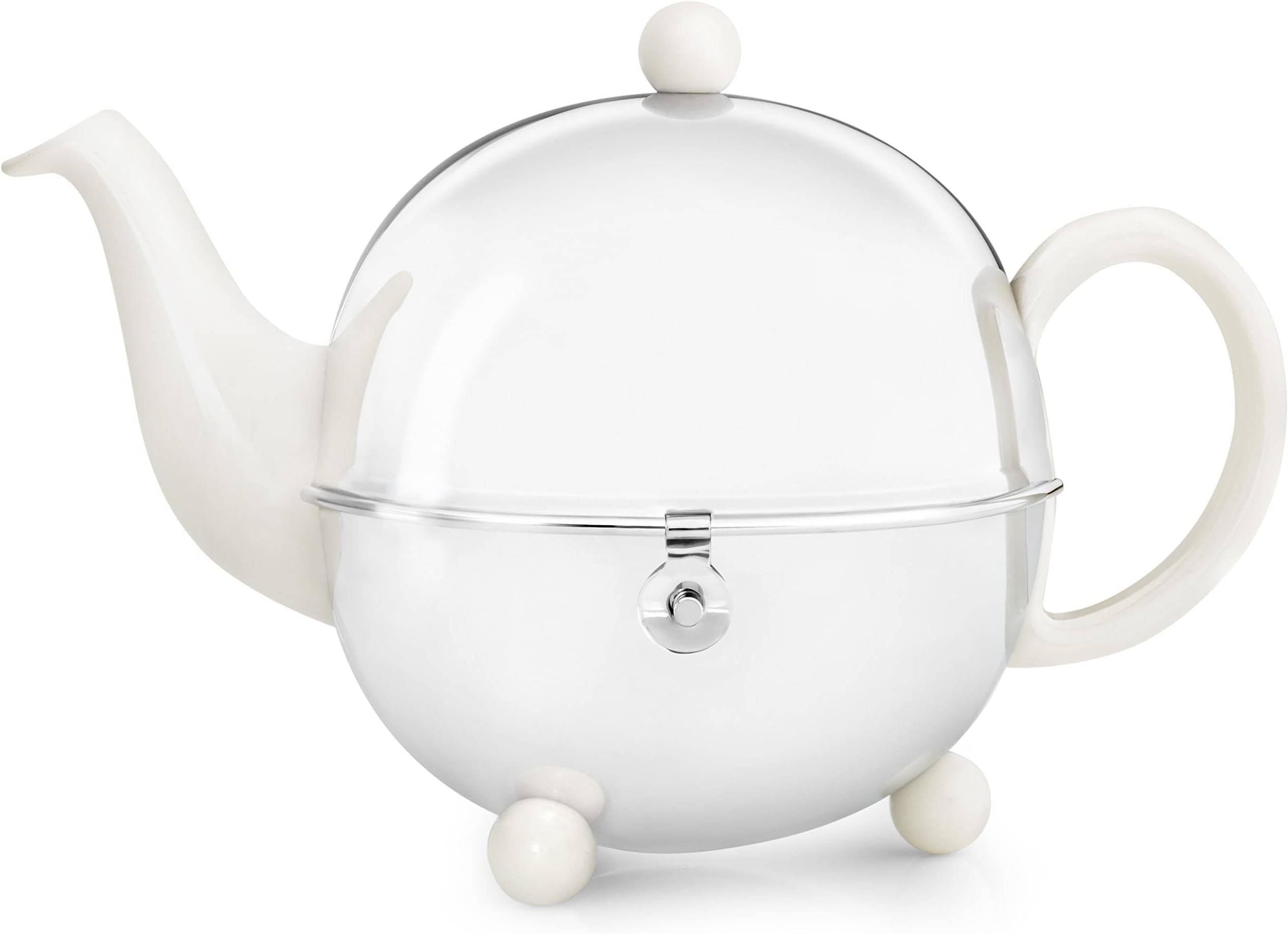 bredemeijerCosy Ceramic and Stainless Steel Teapot, 5.5 Cup, Spring White