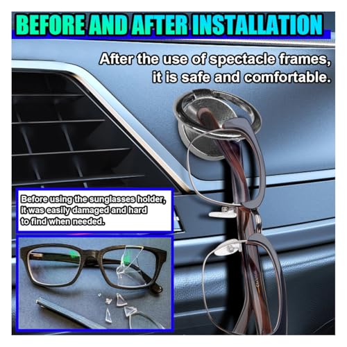 UHANBUT Sunglass Holder for Car Dash, Metal Auto Dashboard Eyeglass Holder Hook, Universal Vehicle Interior Hanger Accessories for Car, Home, Boat, RV, Truck, Office, Phone (Black, 2PCS) - Thumbnail 5