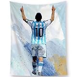 World Cup Soccer Superstar Lionel Messi Wall Tapestry For Teens Fans Bedroom Wall Hanging Decoration Wall Poster Decor Fabric-Printed Decor Wall Hanging Tapestry HD Fade-Resistant Polyester Wall Poster for Living Room Bedroom 35.4x47.2inches (White)