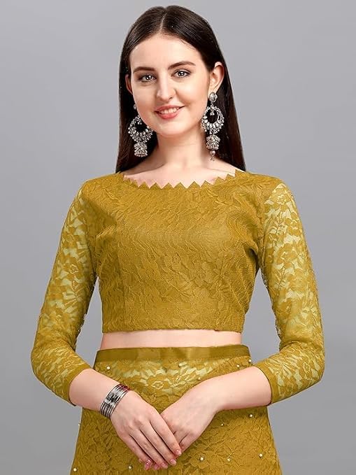 Women's Net Saree With Blouse
