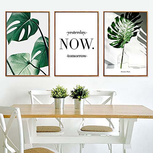 Yowocal Green Leaves Prints Wall Canvas Art, 16X20 Inches Tropical Plants Monstera Minimalist Watercolor Painting Wall Decor For Home Living Room Bedroom Office(Set Of 3 Unframed) #TOP2