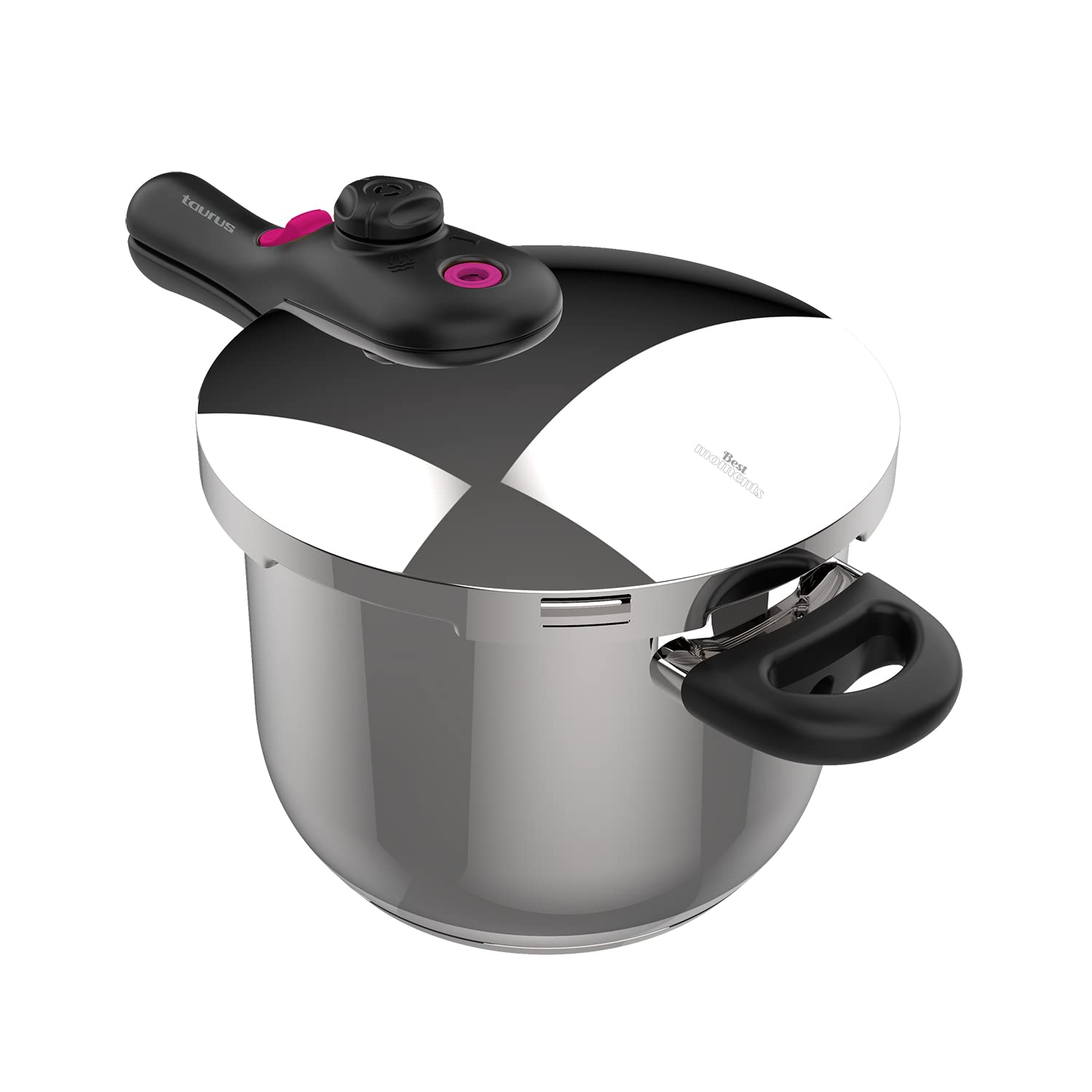 Taurus Moments Rapid 8L Autocuiseur 8L Triple Système de Sécurité Valve Amovible 4 Positions Cool Touch Tous types de Cuisine Passe au lave-​vaisselle Acier Inoxydable