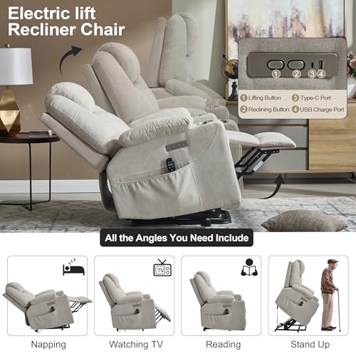 Sillón plegable poliéster beige miniatura 6