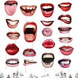 Photo Booth Props,20 Pezzi Accessori per Foto Divertenti labbra e Bocche,Accessori per Selfie Divertenti,Accessori Photo Booth,DIY Photo Booth Kit,Puntelli per Cabine Fotografiche per Feste Decorazion