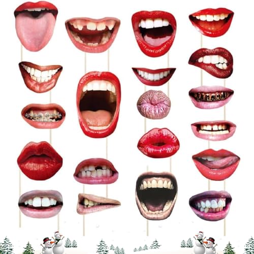 Photo Booth Props,20 Pezzi Accessori per Foto Divertenti labbra e