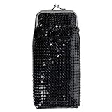 CTM Women's Mesh Cigarette Case with Lighter Pocket and Kiss Lock Closure, Black