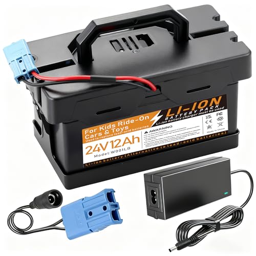 24V 12Ah Li-ion Battery,24 Volt Battery,Compatible with Dynacraft Realtree 24V Power Wheels UTVs Ride-On Toys & Cars,Lighter and Longer Lasting, Built in Equipped Connector Plug.