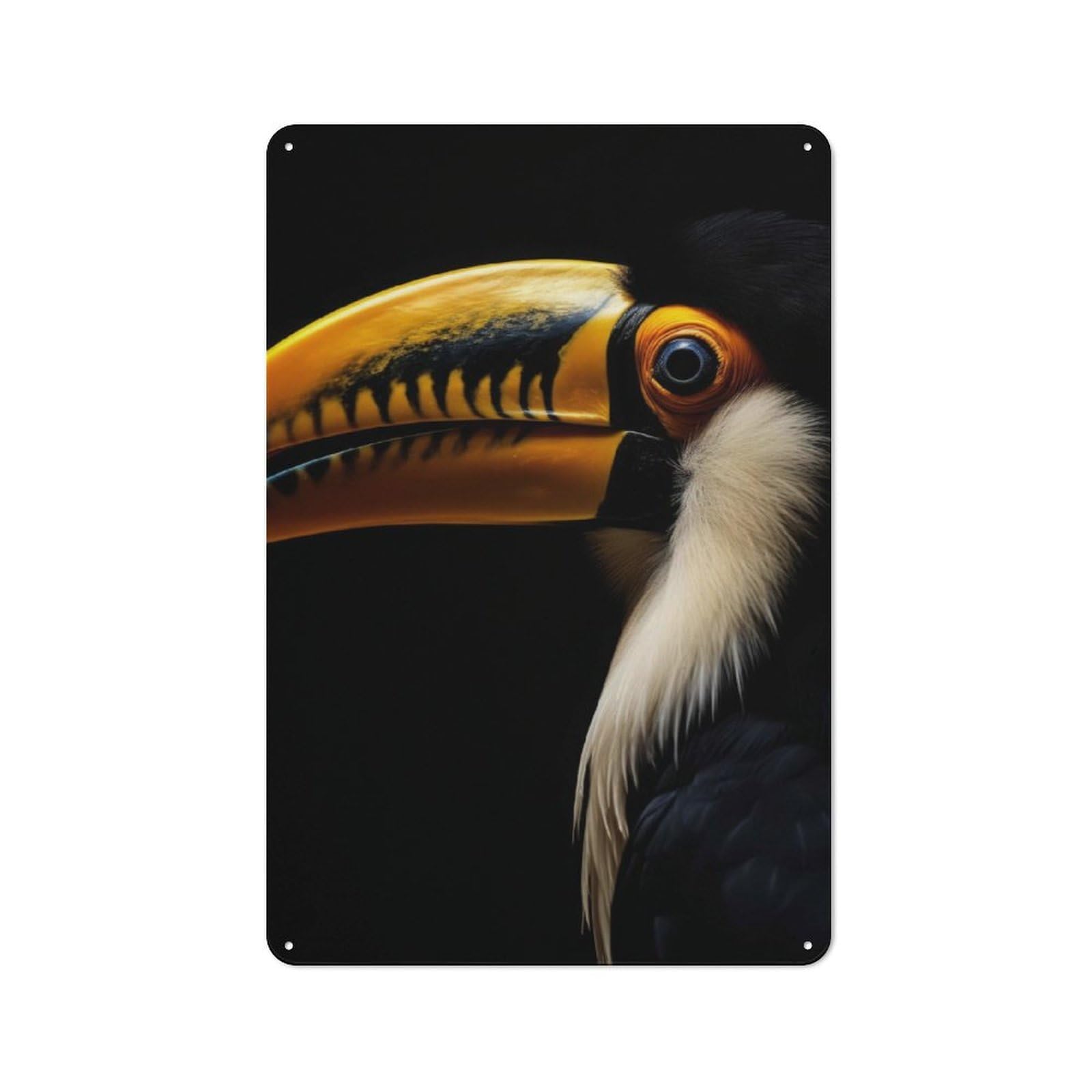 Junmoney Gold Toucan Bird Printed Metal Sign 30X20cm For Café Or Restaurant, New-Space Wall Decor For Café Owners And Decorators