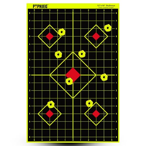 PTPHJEG 12x18 Splash-Design Shooting Targets - Bright Fluorescent Yellow Pops Instantly (10 Pack)