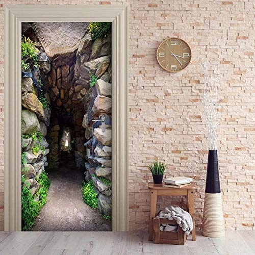 YQLKD Porte Sticker Mural Papier Entrée De La Grotte Papier Peint De Porte Auto-Adhésif PVC Home Poster Mural