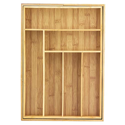 Totally Bamboo Kitchen Drawer Organizer, Expandable Silverware Organizer And Utensil Holder, 8 Compartments With Dividers #TOP3