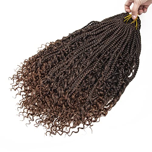 Goddess Box Braids 8 Packs Box Braids Crochet Hair 18 Inch Bohemian Hippie Braids Braiding Hair Boho Box Braids With Curly Ends Messy Pre-Looped Synthetic Crochet Hair For Black Women 1B (18Inch, T1B/30) #TOP6