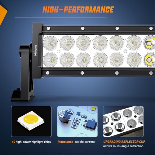 Image of Nilight 42Inch 240W Spot Flood Combo Led Light Bar Off Road Driving Lights Boat Lights Fog Light 12V On /Off 5 Pin Rocker Switch Power 14AWG Wiring Harness Kit-1 Lead for Trucks